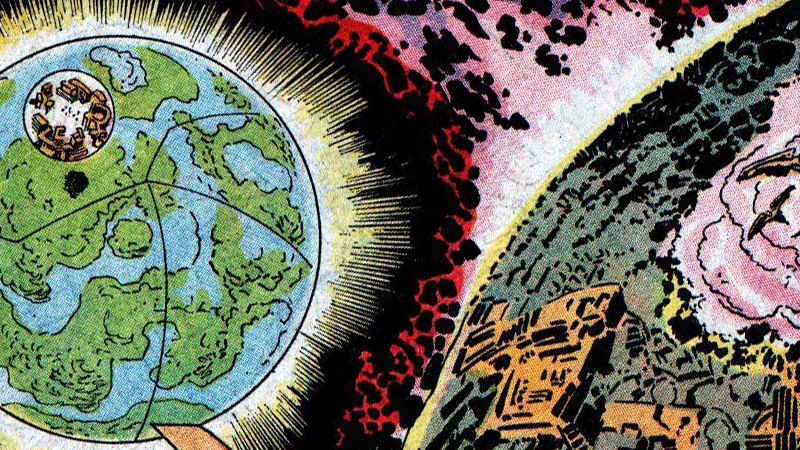 Left to right: New Genesis and Apokolips.